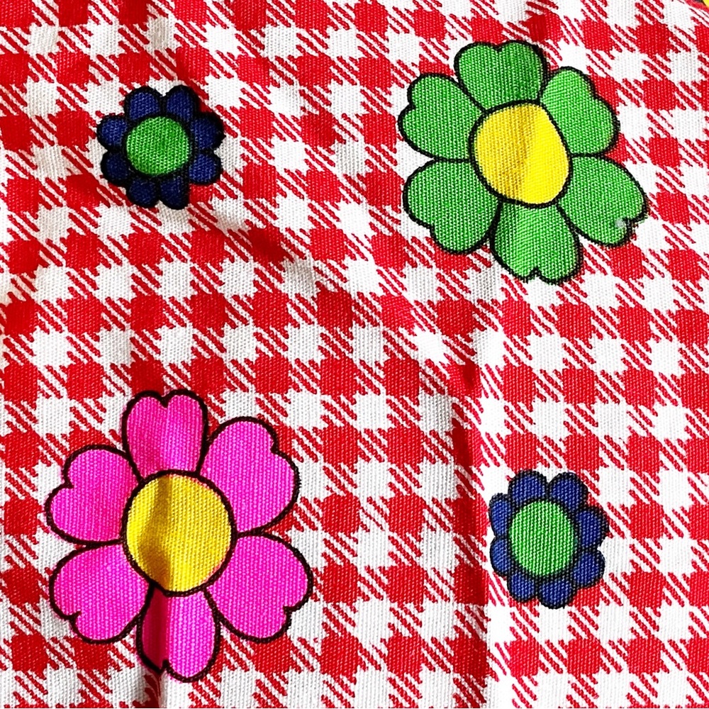 Vintage Red Groovy Floral Apron Pinafore - Picture 12 of 13